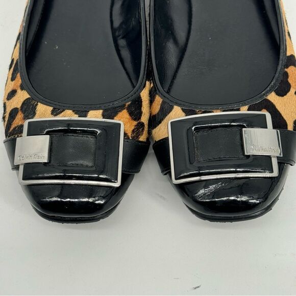 Calvin Klein Woman Camel Hair Leopard Print Casual Ballet Flats E2314 Sz 9.5 - Picture 3 of 7